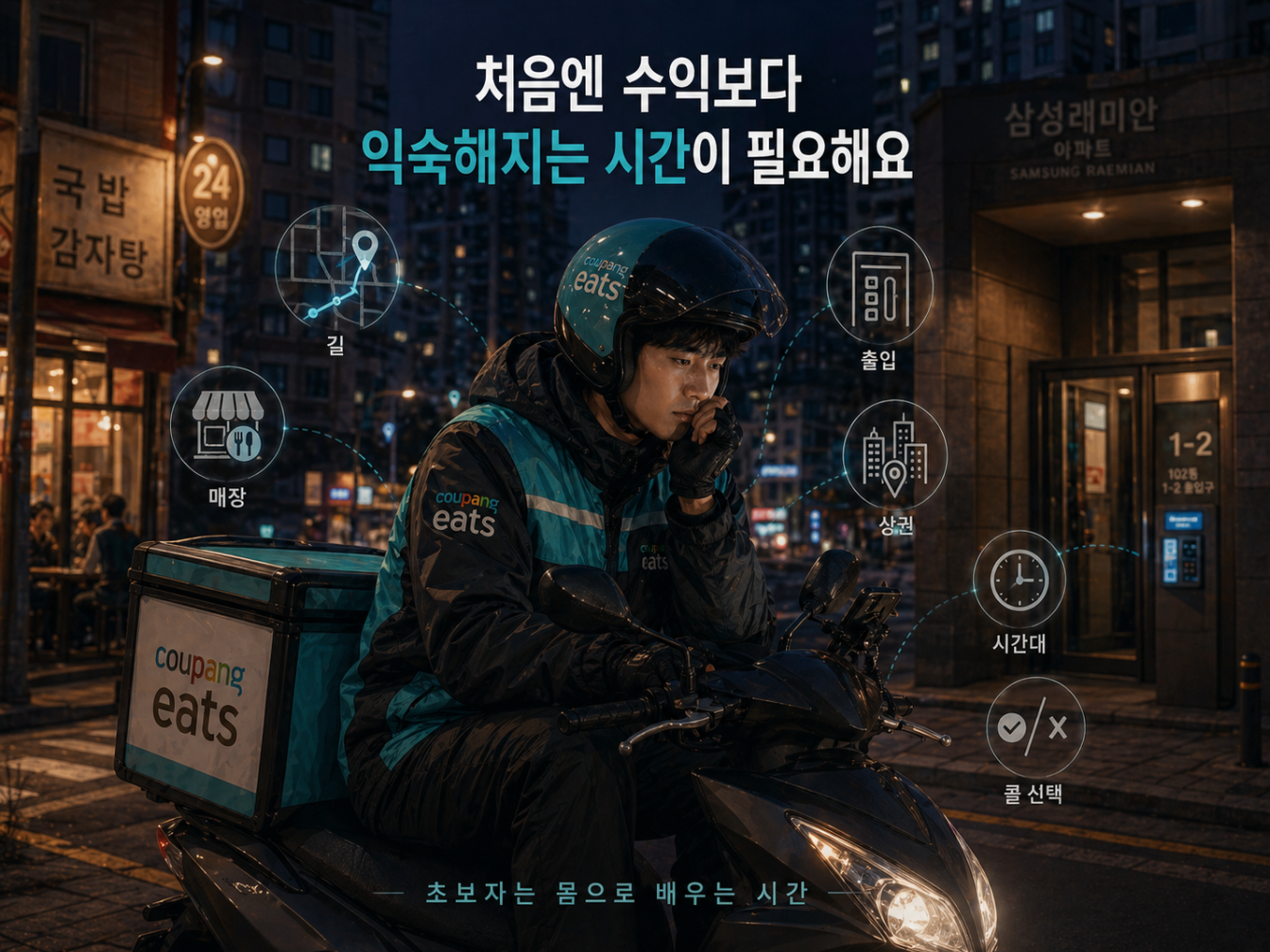 배달 초보는 수익보다 익숙해지는게 중요하다는걸 설명하는 사진