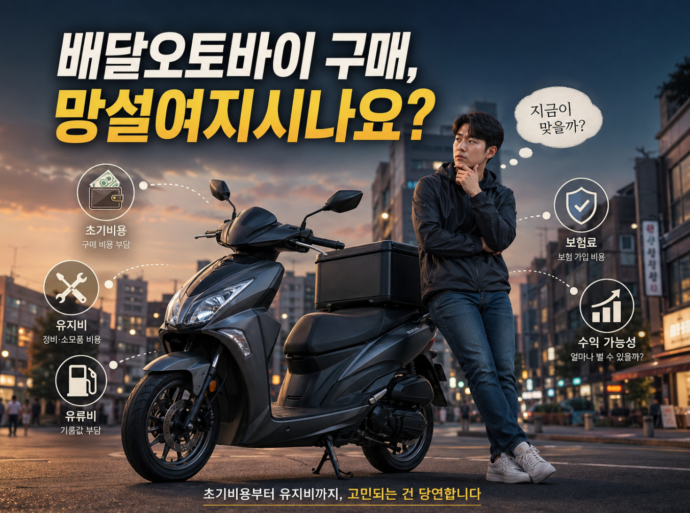 배달오토바이 구매를 망설이는사진