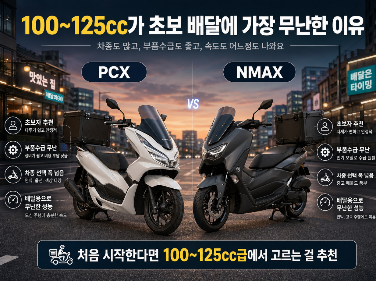 pcx와 nmax 배달 오토바이 사진