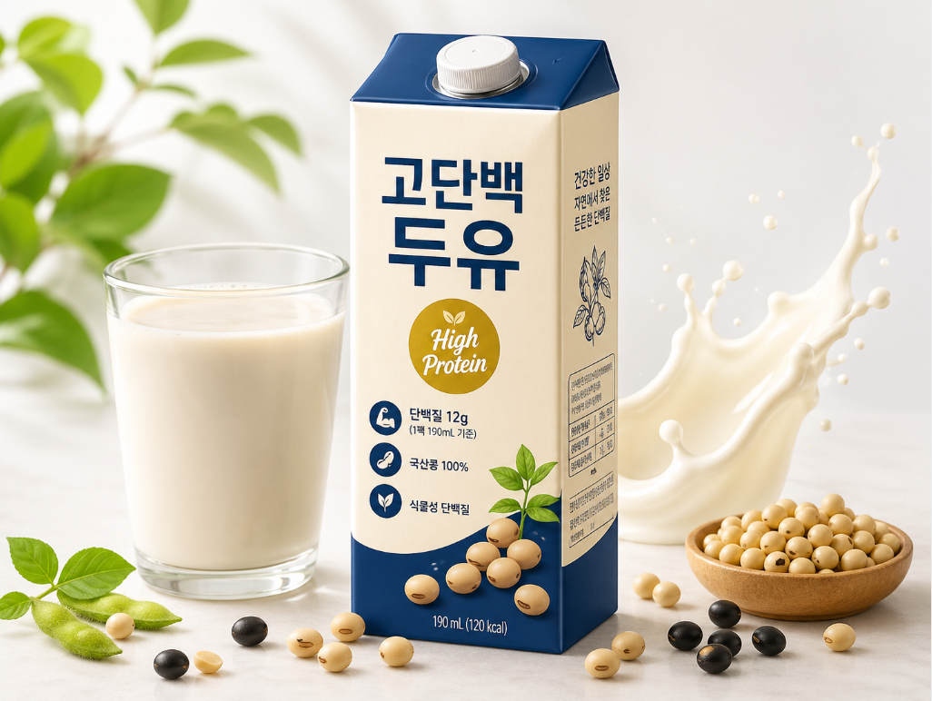 고단백 두유를 고를 때 단백질, 당류, 칼로리, 지방을 함께 봐야 한다는 이미지