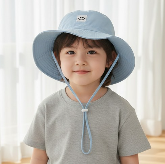 솜니움베베 아동용 사각 와펜 자외선 차단 스트랩 조절 가능 사파리 챙 모자