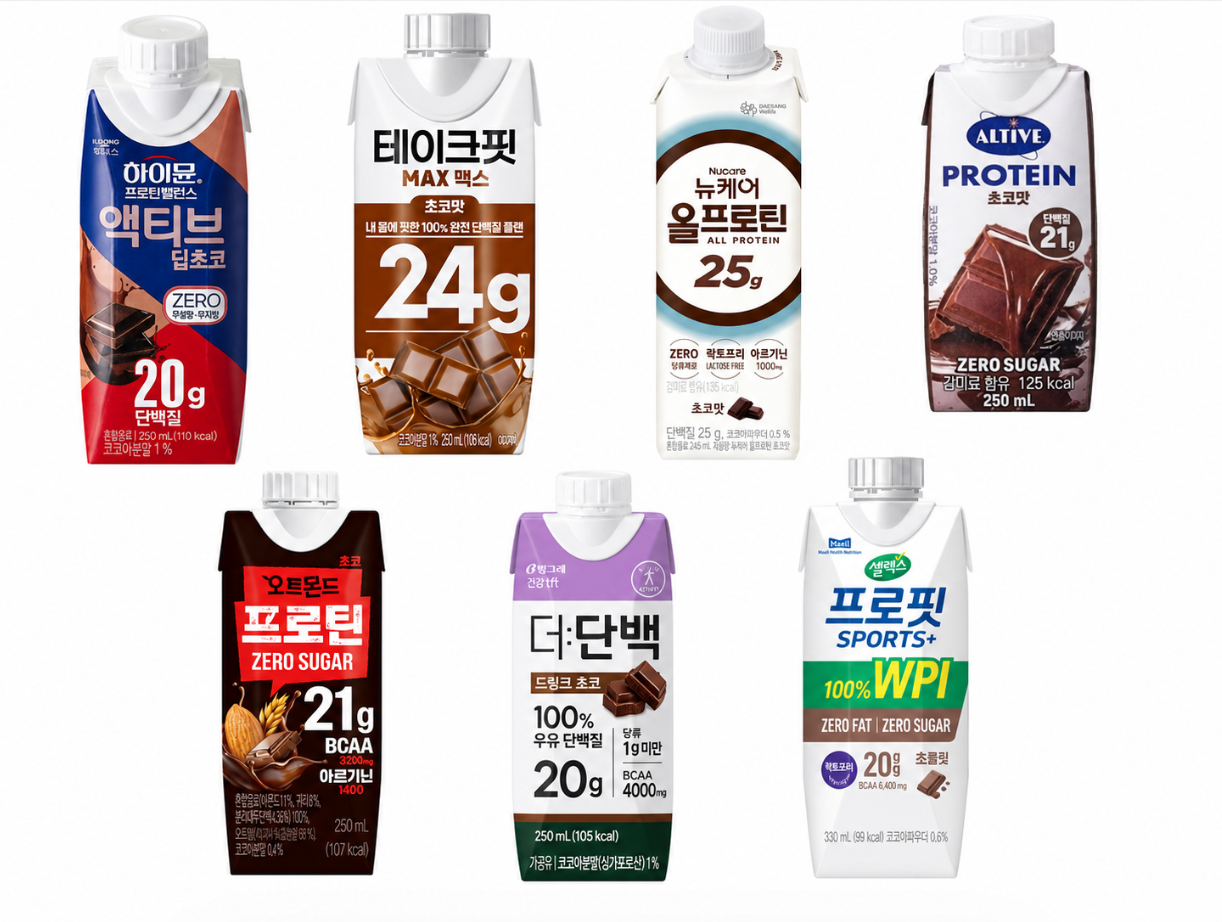 단백질음료 7종 하이뮨 테이크핏 뉴케어 엘티브 오트몬드 더단백 셀릭스 사진